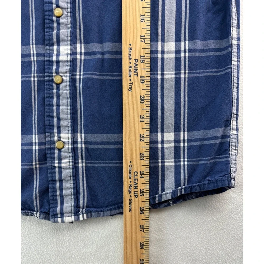 Hollister Big‎ Boys Blue Plaid Western Pearl Snap Long Sleeve Shirt Medium